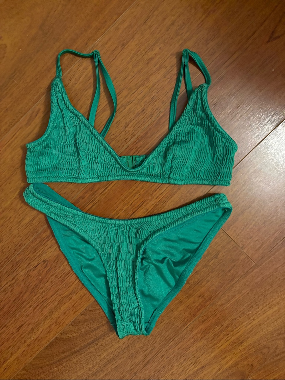 triangl swimwear Green Textured Two-Piece Bikini